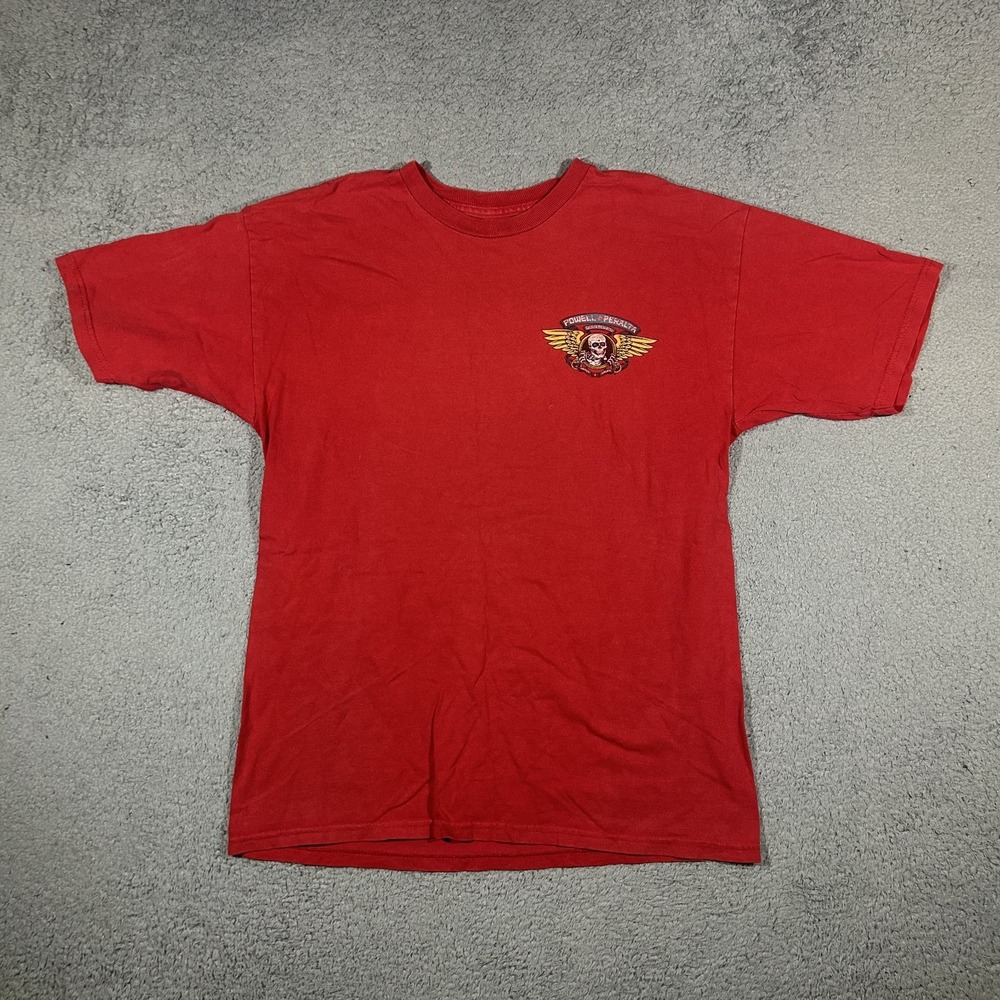Powell Peralta Winged Skull Men's Medium Red Skateboarding T-Shirt #3827